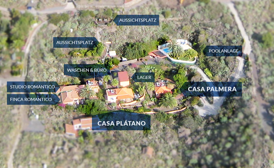 Lage der Ferienhäuser Casa Platano und Casa Palmera